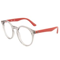 Armação de Óculos de Grau Rayban Junior, modelo RY1594, cor Cinza Transparente e Vermelho, tamanho 44