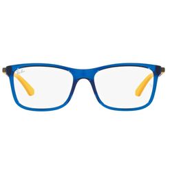 Armação de Óculos de Grau Rayban Junior, modelo RY1549, cor Azul Transparente com Amarelo, tamanho 46