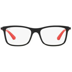 Armação de Óculos de Grau Rayban Junior, modelo RY1549, cor Preto com Vermelho, tamanho 50