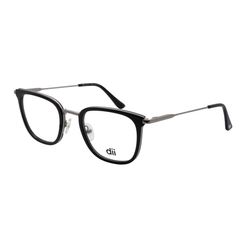 Armação de Óculos de Grau Unissex Dii Collection Quadrado 4058 Cor Preto com Prata