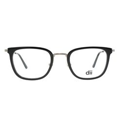 Armação de Óculos de Grau Unissex Dii Collection Quadrado 4058 Cor Preto com Prata