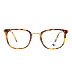 Armação de Óculos de Grau Unissex Dii Collection Quadrado 4058 Cor Demi Marrom com Dourado
