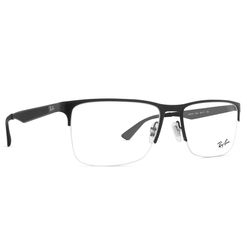 Armação de Óculos de Grau Masculino Ray-Ban Retangular RX6335 2503 Cor Preto Fosco