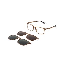 Armação de Óculos de Grau com Clip On Masculino Dii Collection Quadrado 1065 Cor Caramelo