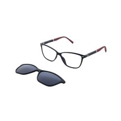 Armação de Óculos de Grau com Clip On Masculino Dii Collection Retangular 1072 Cor Azul com Vermelho