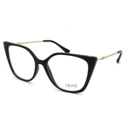 Armação de Óculos de Grau com Clipon Feminina Grazi Quadrado GZ4058 L749 Cor Preto