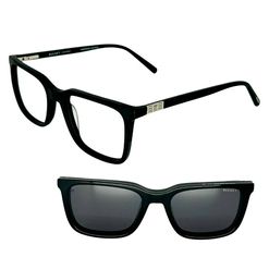 Armação de Óculos de Grau com Clipon Masculino Bulget Quadrado BG6438M Cor Preto Fosco