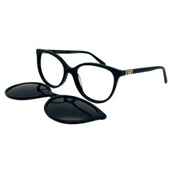 Armação de Óculos de Grau com Clipon Feminina Bulget Retrô BG6436 A01 Cor Preto Brilho