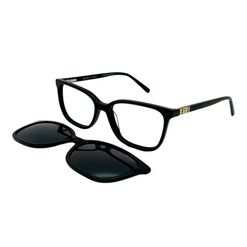 Armação de Óculos de Grau com Clipon Feminino Bulget Quadrado BG6434 A01 Cor Preto Brilho
