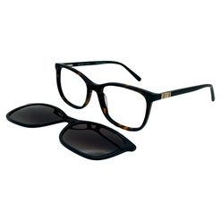 Armação de Óculos de Grau com Clipon Feminino Bulget Quadrado BG6435 G21 Cor Preto/Tartaruga