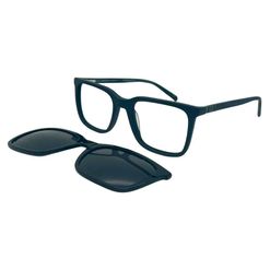 Armação de Óculos de Grau com Clipon Masculino Bulget Quadrado BG6438M D11 Cor Azul Fosco