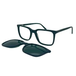Armação de Óculos de Grau com Clipon Masculino Bulget Quadrado BG6438M E11 Cor Verde Fosco