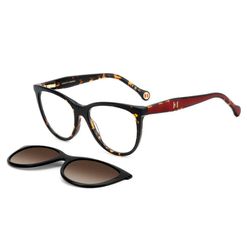 Armação de Óculos de Grau com Clipon Feminina Carolina Herrera Gatinho HER 0259/CS 086 54LA Cor Tartaruga