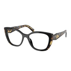Armação de Óculos de Grau Feminina Prada Gatinho PR B04V Cor Preto e Tartaruga