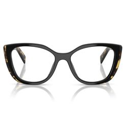 Armação de Óculos de Grau Feminina Prada Gatinho PR B04V Cor Preto e Tartaruga