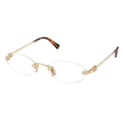 Armação de Óculos de Grau Feminina Miu Miu Oval MU 53WV Cor Dourado