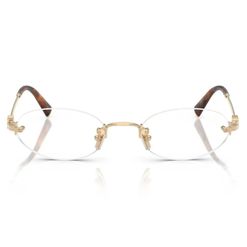 Armação de Óculos de Grau Feminina Miu Miu Oval MU 53WV Cor Dourado