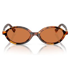 Óculos de Sol Feminino Miu Miu Oval MU 04ZS Cor Tartaruga