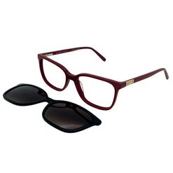 Armação de Óculos de Grau Feminino Bulget Quadrado BG6434 Cor Bordô Brilho