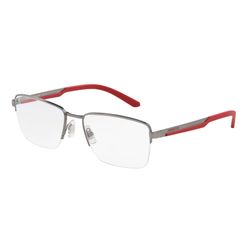 Armação de Óculos de Grau Masculino Arnette Retangular AN6143L Cor Chumbo Fosco e Vermelho