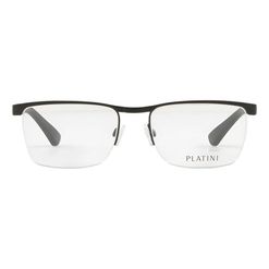 Armação de Óculos de Grau Masculino Platini Retangular P91177 Cor Preto Acetinado
