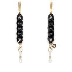 Corrente para Óculos Dii Collection Cor Preta com Dourada