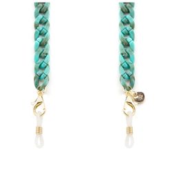 Corrente para Óculos Dii Collection Cor Demi Turquesa com Dourado