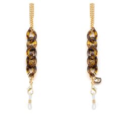 Corrente para Óculos Dii Collection Cor Demi Marrom com Dourado