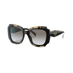Óculos de Sol Feminino Prada Quadrado PR 16YS Cor Preto e Havana