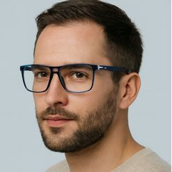 Armação de Óculos de Grau Masculino Dii Collection 2 9007 ECO Quadrado Cor Azul Cristal