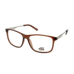 Armação de Óculos de Grau Masculino Dii Collection 2 9009 ECO Retangular Cor Marrom Cristal com Prata