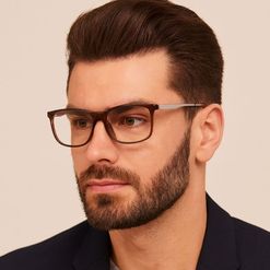 Armação de Óculos de Grau Masculino Dii Collection 2 9009 ECO Retangular Cor Marrom Cristal com Prata