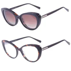 Armação de Óculos de Grau Feminina Bulget Gatinho BG7156 Cor Demi Marrom