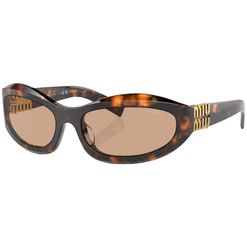 Óculos de Sol Feminino Miu Miu Oval MU 14ZS Cor Tartaruga