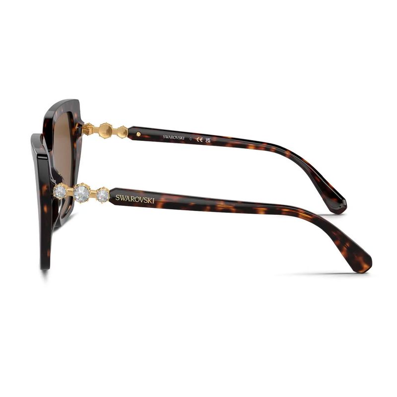 Óculos de Sol Feminino Swarovski Gatinho SK6016 Cor Dark Tortoise