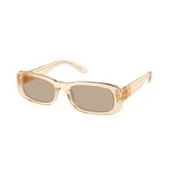 Óculos de Sol Feminino Miu Miu Retangular MU 08ZS Cor Marrom Areia Transparente