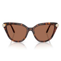 Óculos de Sol Feminino Swarovski Gatinho SK6039 Cor Tartaruga