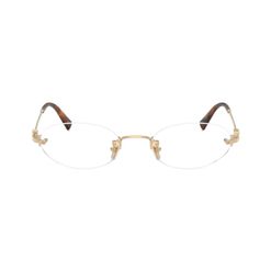 Armação de Óculos de Grau Feminina Miu Miu Oval MU 53WV Cor Dourado