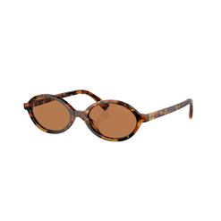Óculos de Sol Feminino Miu Miu Oval MU 04ZS Cor Tartaruga Clara