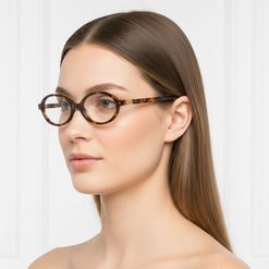 Armação de Óculos de Grau Feminina Miu Miu Oval MU 01XV Cor Tartaruga