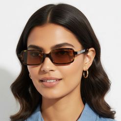 Óculos de Sol Feminino Miu Miu Retangular MU 11Z Cor Havana Mel