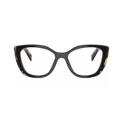 Armação de Óculos de Grau Feminina Prada Gatinho PR B04V Cor Preto e Tartaruga