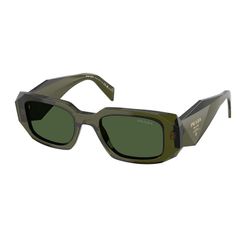 Óculos de Sol Feminino Prada Retangular PR 17WS Cor 2024 Cor Verde Escuro
