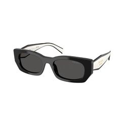 Óculos de Sol Feminino Prada Retangular PR B05S Cor Preto e Branco
