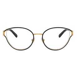 Armação de Óculos de Grau Feminina Tiffany Oval TF1157B Cor Preto e Dourado